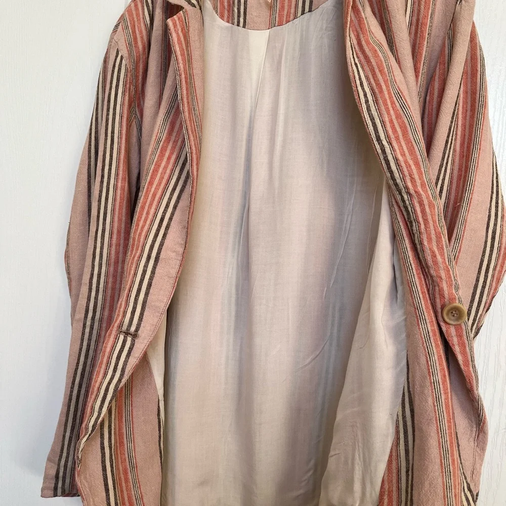 Free People Pink and Cream Striped Blazer - Picture 5 of 12